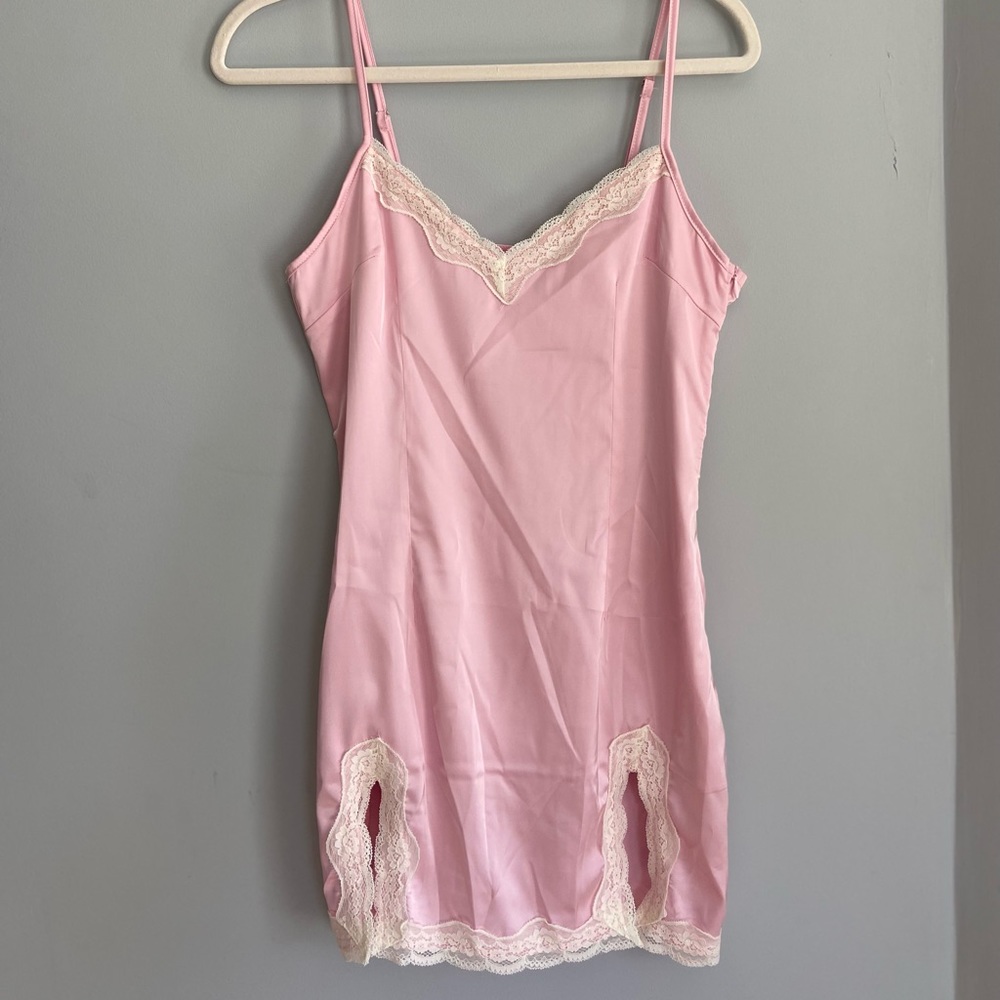 Pink Lace & Silk Slip Dress